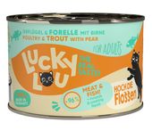Zdrowa karma dla kota bez zbóż, cukru i GMO - Lucky Lou DRÓB i PSTRĄG 200g