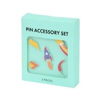 Zestaw 5 ozdobnych metalowych przypinek Rakieta
