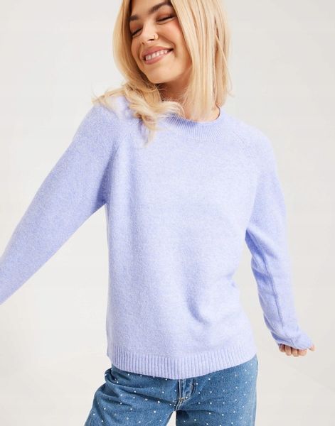 VERO MODA KLASYCZNY FIOLETOWY SWETER Z OKRĄGŁYM DEKOLTEM G4Z NG5__S zdjęcie 1