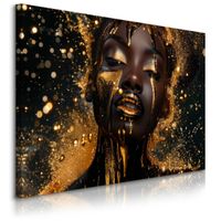 Obraz Do Salonu Abstrakcja Kobiecy Portret Styl Glamour Złoto 100cm x 70cm