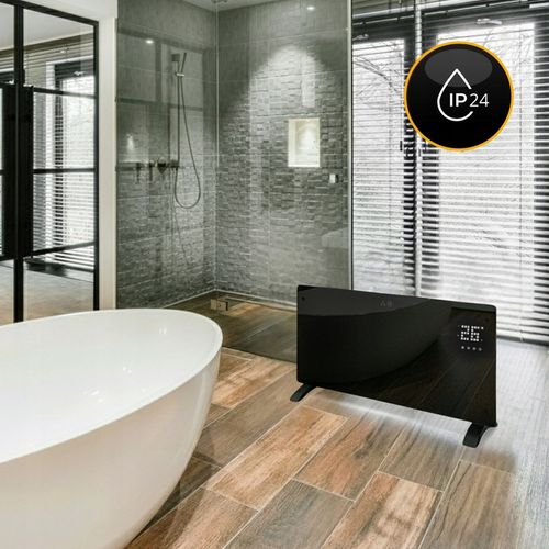 Grzejnik elektryczny szklany konwektorowy Glow 2500W LED WiFi Tuya na Arena.pl