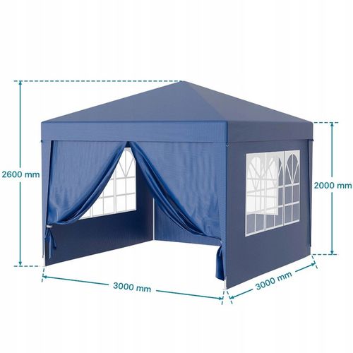 PAWILON OGRODOWY NAMIOT HANDLOWY 3x3 m + 4 ŚCIANY BOCZNE OKNA ZAMEK na Arena.pl