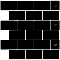 Naklejki Ścienne Płytki Samoprzylepne PVC 3D Czarne 30x30 cm 10 Sztuk