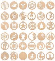 Ozdoby Świąteczne Choinkowe Bombki Drewniane Zawieszki na choinkę 36szt