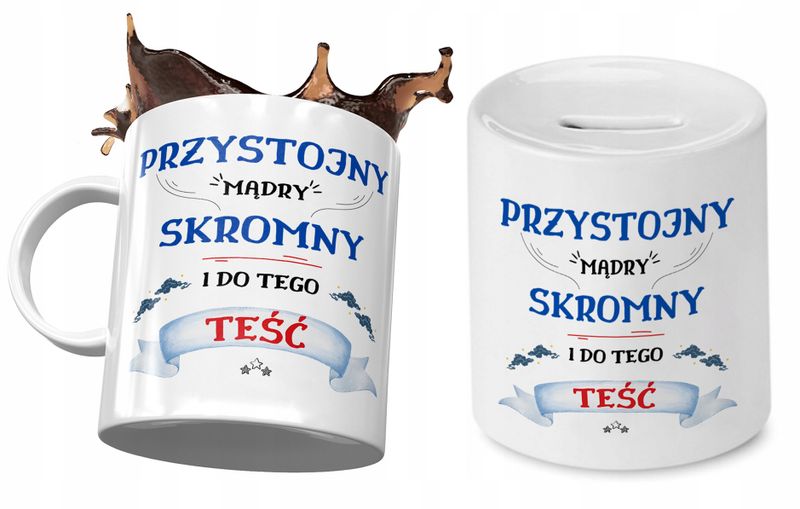Dla Teścia Zestaw Kubek + Skarbonka Na Prezent Z Nadrukiem Ze Zdjęciem zdjęcie 1