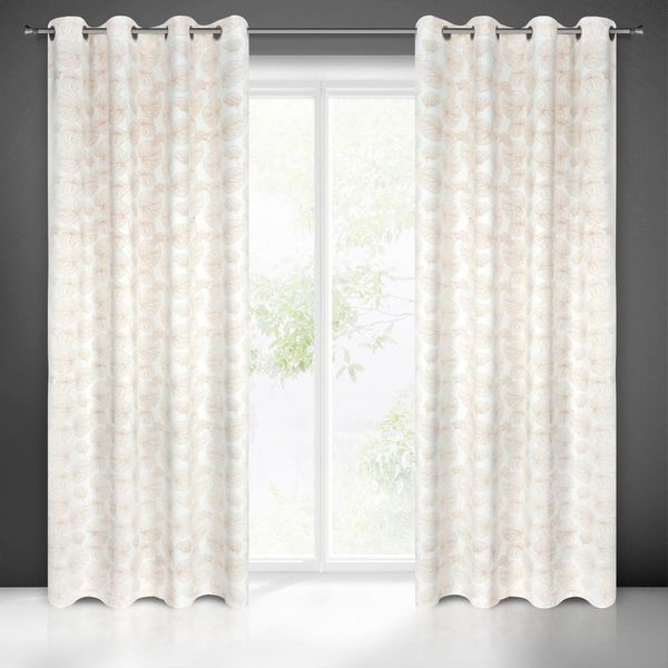 Zasłona gotowa na przelotkach MARIGOLD 140x250 biała w złote liście zdjęcie 2
