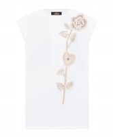 Twinset Actitude Biały top z aplikacją w kształcie kwiatka S