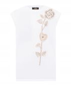 Twinset Actitude Biały top z aplikacją w kształcie kwiatka S