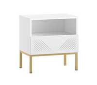 Nowoczesny Stolik Nocny Ryflowany 50 cm Biały KLERMO ML