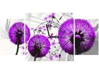 60CM 40CM ZEGAR OBRAZ DMUCHAWCE FIOLECIE DRUK PŁÓTNO RAMA