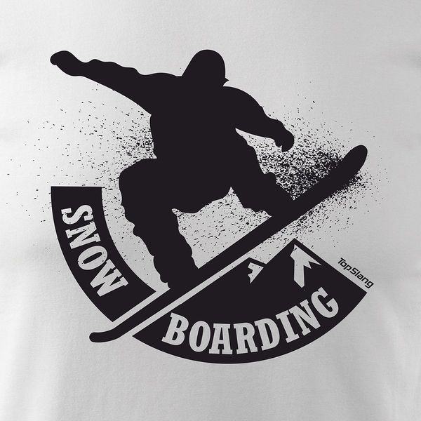 Koszulka ze snowboardem Snowboard męska biała REGULAR L zdjęcie 2