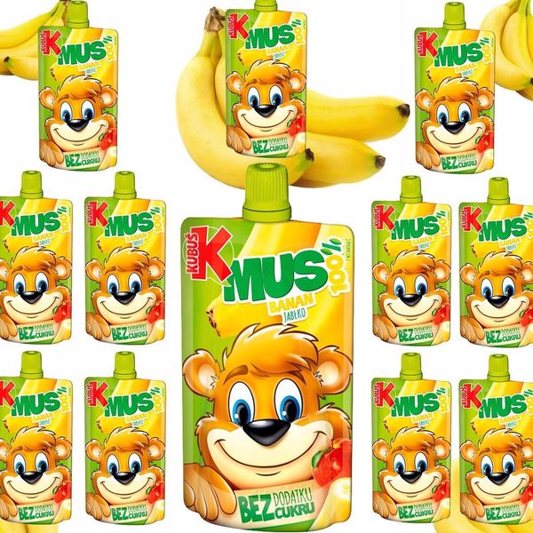 KUBUŚ Mus 100% Banan Jabłko 100 g x 12 sztuk zdjęcie 1