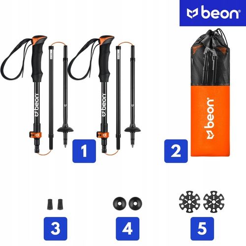 KIJE TREKKINGOWE SKŁADANE REGULOWANE KIJKI W GÓRY TURYSTYCZNE BEON FOLD na Arena.pl