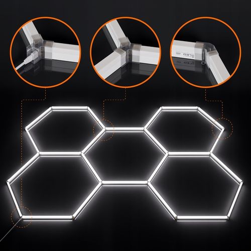 Lampa LED Hexagon Sufitowa Panel Oświetlenie Do Garaż Warsztat 298x209 na Arena.pl