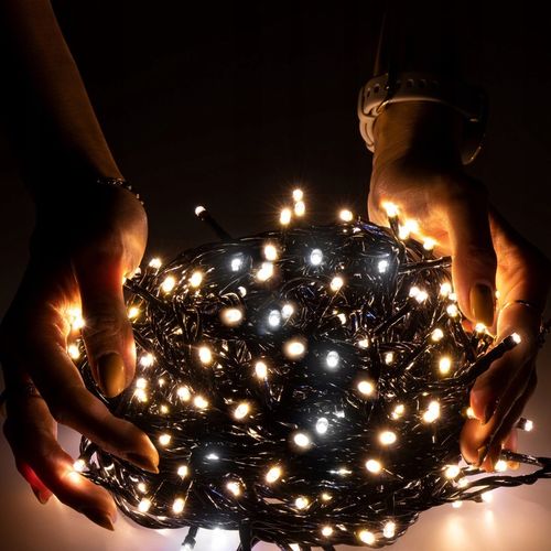 LAMPKI CHOINKOWE ZEWNĘTRZNE + FLASH 40m CIEPŁY BIAŁY IP44 ŚWIATEŁKA 500 LED na Arena.pl