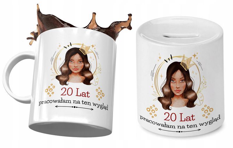 20 Urodziny Zestaw Kubek + Skarbonka Na Prezent Z Nadrukiem Ze Zdjęciem zdjęcie 1