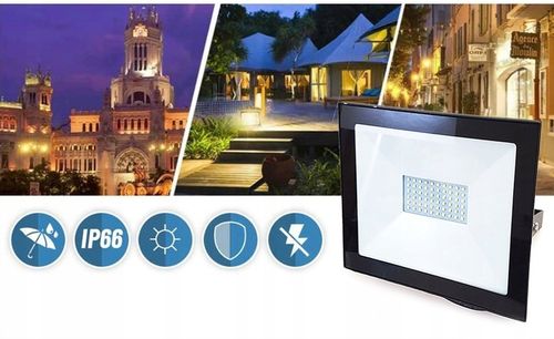 Naświetlacz halogen lampa LED z czujnik ruchu 50W CIEPŁY AUTOMATYCZNY IP65 na Arena.pl