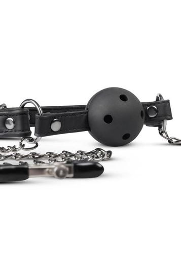 knebel-open ball gag with nipple clamps na Arena.pl