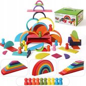 Klocki Konstrukcyjne Motessori Kulki Sorter Puzzle Dzieci Tęcza Układanka