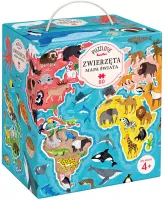 Puzzle 60 elementów. Puzzlove CzuCzu. Zwierzęta. Mapa Świata