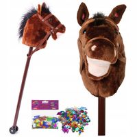 HOBBY HORSE KOŃ NA KIJU BŁYSKAWICA Z DŹWIĘKIEM SKOCZEK 98 CM + GRATIS