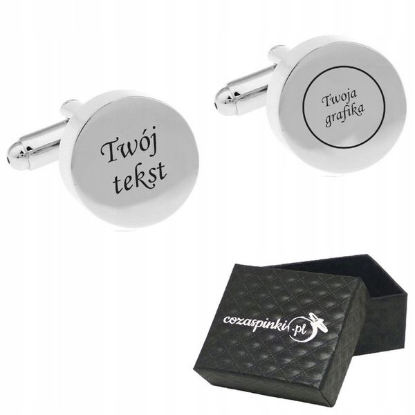 Spinki do mankietów TWÓJ TEKST TWOJA GRAFIKA ślub zdjęcie 2