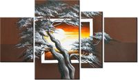 120CM 70 OBRAZ 4 ELEM DRZEWO TLE ZACHODZĄCEGO SŁOŃCA ŚCIENNY