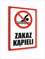 Tabliczka znak informacyjny dibond nadruk UV 20x15 ZAKAZ KĄPIELI