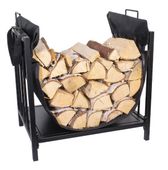 Stojak kominkowy na drewno z nosidłem kosz na drewno opałowe