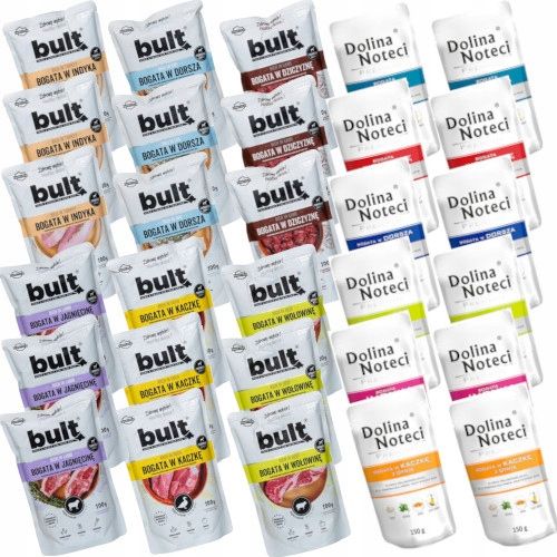Zestaw karma mokra dla psa 30szt: 12x Dolina Noteci 150g + 18x Bult 100g na Arena.pl
