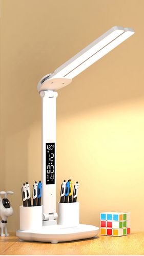 Lampka biurkowa biurowa LED z wyświetlaczem LCD nowoczesna z organizerem na Arena.pl