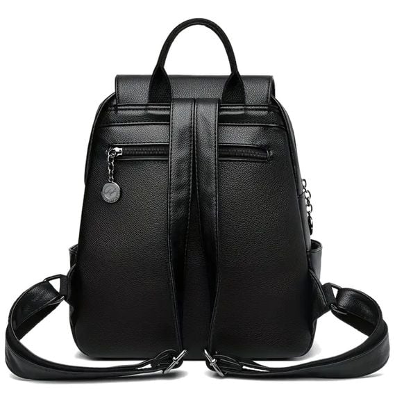 Plecak damski czarny skórzany elegancki ekoskóra miejski łabędzie zdjęcie 5