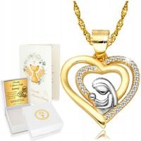 ZŁOTY ŁAŃCUSZEK+MEDALIK 925/585 PREZENT DLA DZIEWCZYNKI NA KOMUNIĘ + GRAWER