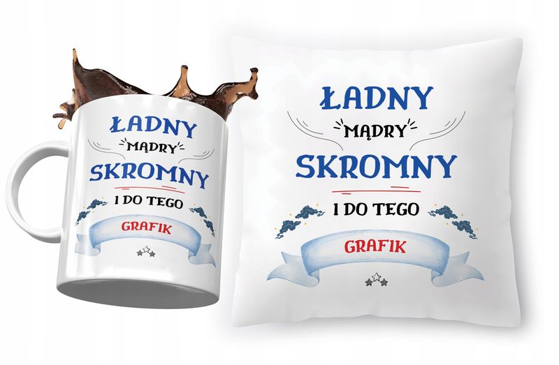 Zestaw Dla Grafika Poduszka + Kubek Na Prezent Z Nadrukiem Ze Zdjęciem zdjęcie 1