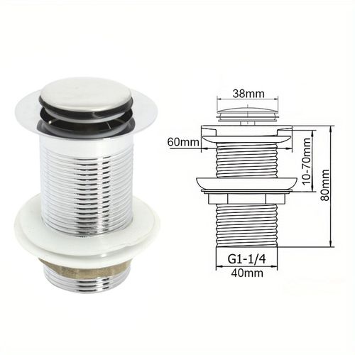 KOREK UMYWALKOWY Z SITKIEM automatyczny bez przelewu klik klak SREBNY na Arena.pl