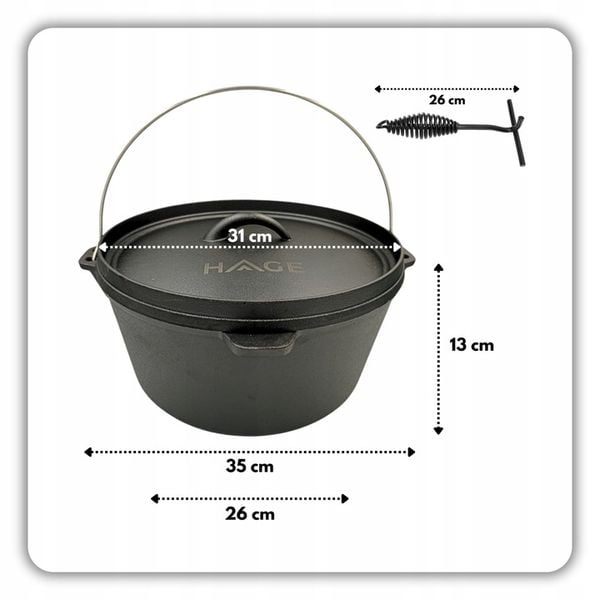 KOCIOŁEK ŻELIWNY WISZĄCY GARNEK MYŚLIWSKI WĘGIERSKI 7,2L NA OGNISKO zdjęcie 3