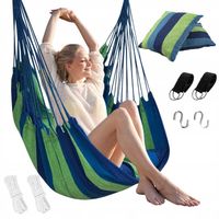 KRZESŁO BRAZYLIJSKIE FOTEL WISZĄCY HAMAK HUŚTAWKA NA BALKON BOHO +2 PODUSZK