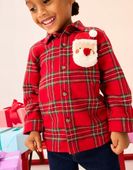 NEXT Koszula na Boże Narodzenie ze wzorem w kratę i długim 5-6Y 116CM