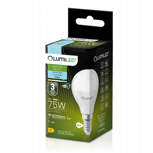 6x Żarówka LED E14 Kulka 10W = 100W 1100lm 6500K Zimna LUMILED NIE na Arena.pl