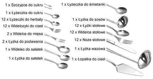 Sztućce w WALIZCE EKSKLUZYWNE 72 elementy na 12 OSÓB na Arena.pl
