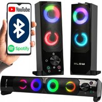 GŁOŚNIKI KOMPUTEROWE BLUETOOTH SOUNDBAR 2.0 6W USB 5V DC LED RGB 2w1 ZESTAW