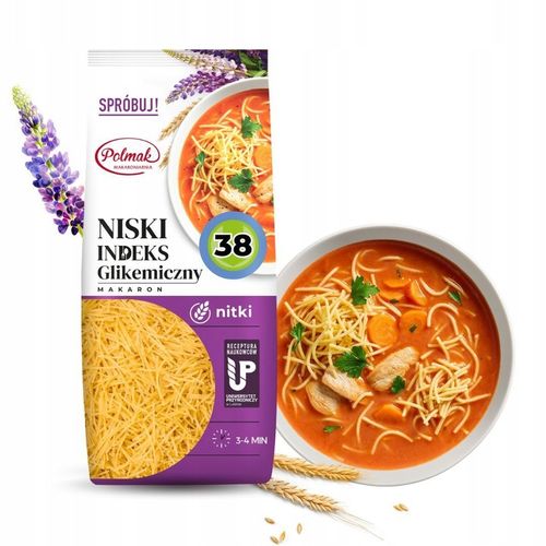 MAKARONY PENNE SPAGHETTI ŚWIDERKI NITKI 250g POLMAK NISKI IG na Arena.pl