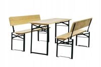 Zestaw ogrodowy stół + 2 ławki z oparciem, 115 cm