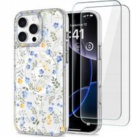 2 x KWIATOWE PRZEZROCZYSTE ETUI CASE MAGSAFE NA IPHONE 16 PRO MAX + 2-PAK S