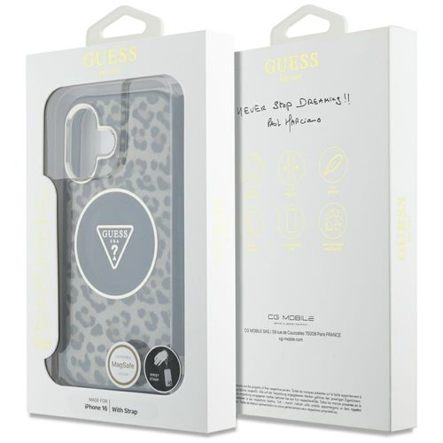 Etui Guess HC IML Leopard Triangle Cord  Strap do iPhone 16 MagSafe brązowy na Arena.pl