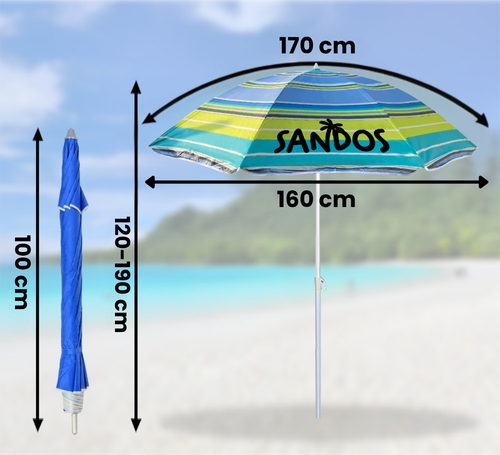 Parasol plażowy ogrodowy  w paski z kotwą i filtrem UV na Arena.pl