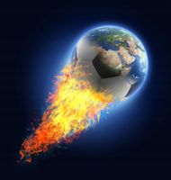 FOTOTAPETA PIŁKARSKA ZIEMIA PIŁKA OGIEŃ PLANETA