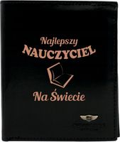 Portfel męski skórzany GRAWEROWANY prezent dla nauczyciela z TWOIM NAPISEM
