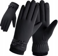 Damskie Ciepłe Zimowe Rękawiczki Dotykowe Kokarda