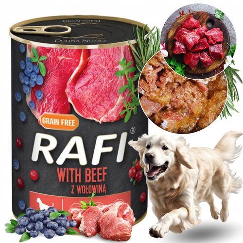 DOLINA NOTECI RAFI MOKRA KARMA DLA PSA BEZ ZBÓŻ MIX SMAKÓW PUSZKA 24x400g na Arena.pl